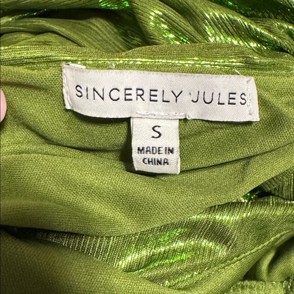 SINCERELY JULES metallic green goddess maxi dress size S - Picture 8 of 10